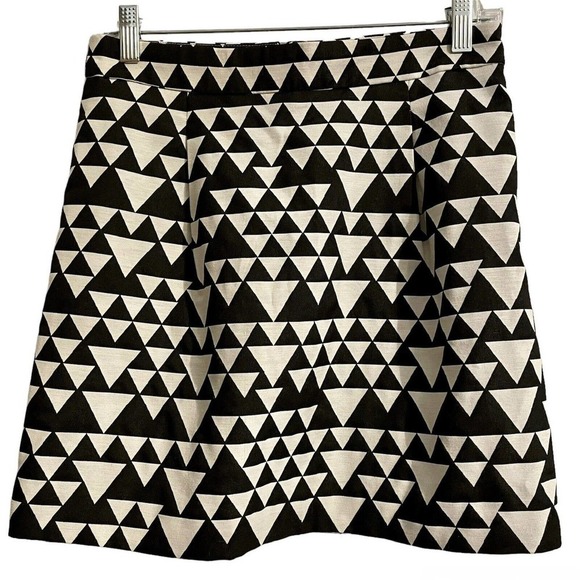 J Crew Factory Size 2 Pencil Skirt Black White Geometric Lined C8621 Cl… - Picture 1 of 9